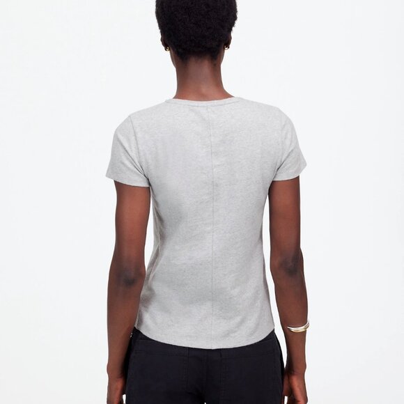 Madewell Essential Slim Tee in Lightweight Cotton in Hthr Medium Grey, Size XXS - Picture 3 of 9